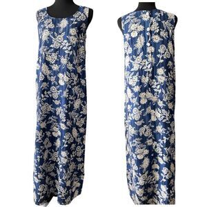 BRETT ALIXANDER Blue Floral Maxi Dress Side Slits Long Hawaiian Print Women’s 10